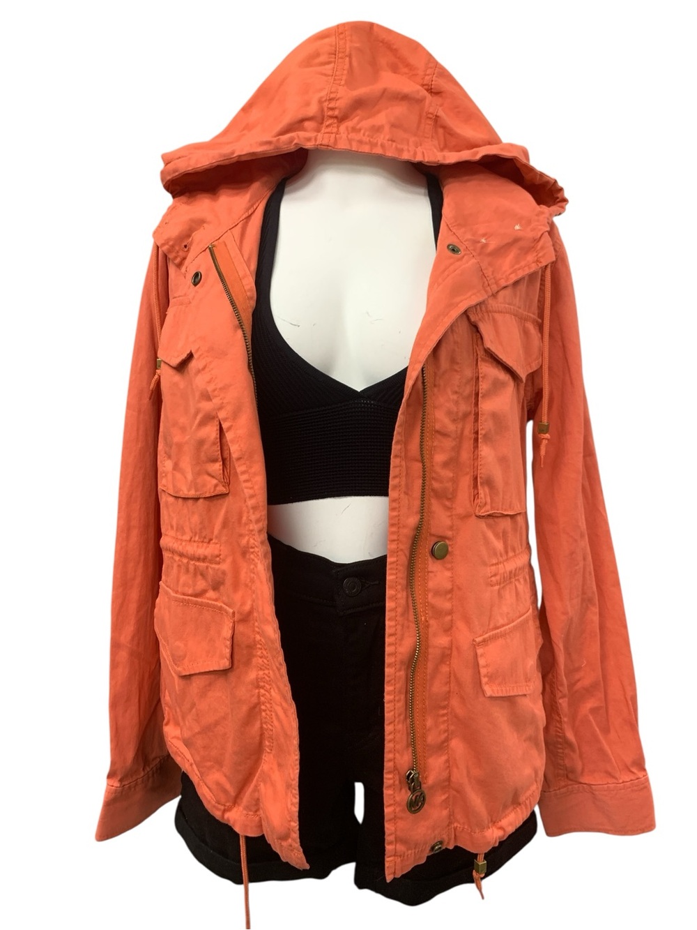 Michael Kors Orange Hooded Utility Jacket